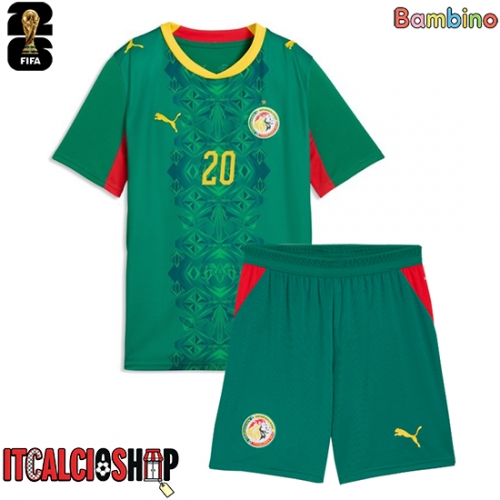 Senegal Iliman Ndiaye #13 Seconda Maglia Bambino Mondiali 2026 Manica Corta (+ Pantaloni corti)